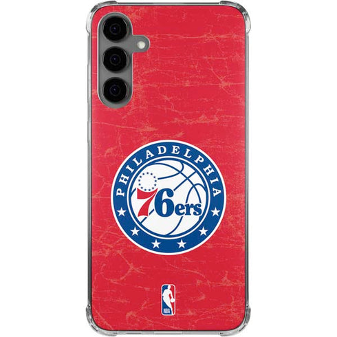 NBA Philadelphia 76ers Distressed Galaxy S24 Plus Clear Case