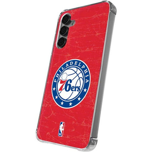 NBA Philadelphia 76ers Distressed Galaxy S24 Plus Clear Case