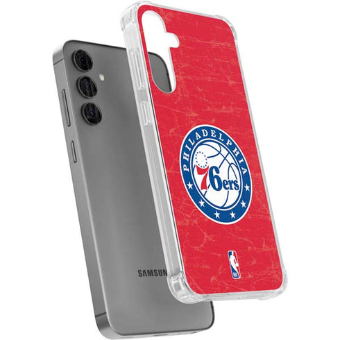 NBA Philadelphia 76ers Distressed Galaxy S24 Plus Clear Case