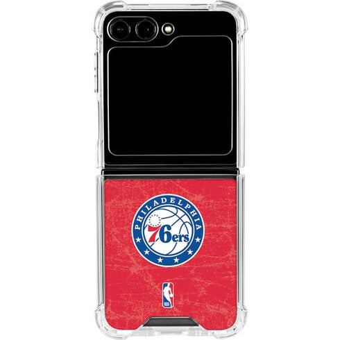 NBA Philadelphia 76ers Distressed Galaxy Z Flip5 5G Clear Case