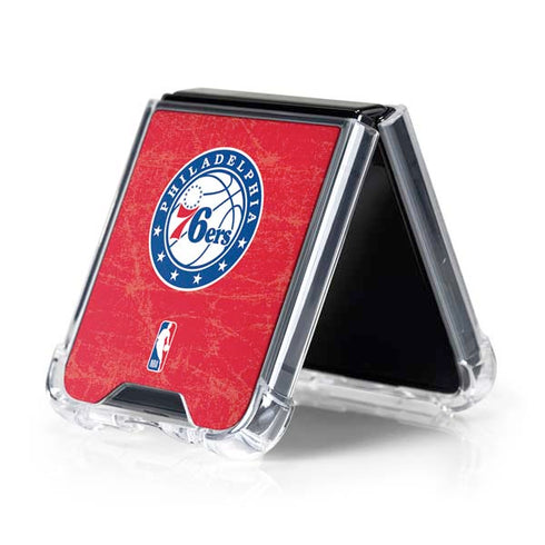 NBA Philadelphia 76ers Distressed Galaxy Z Flip5 5G Clear Case