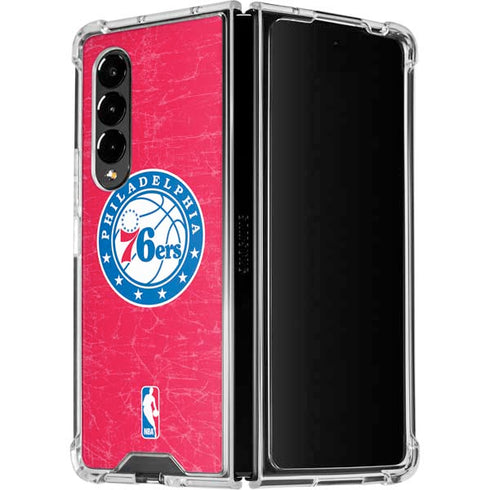 NBA Philadelphia 76ers Distressed Galaxy Z Fold4 5G Clear Case