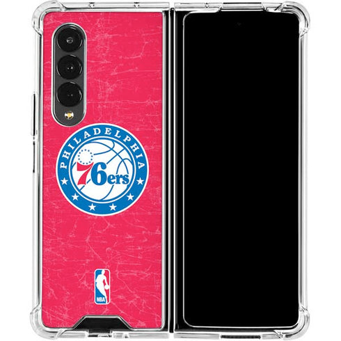 NBA Philadelphia 76ers Distressed Galaxy Z Fold4 5G Clear Case