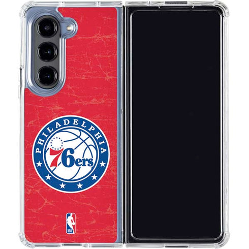NBA Philadelphia 76ers Distressed Galaxy Z Fold5 5G Clear Case