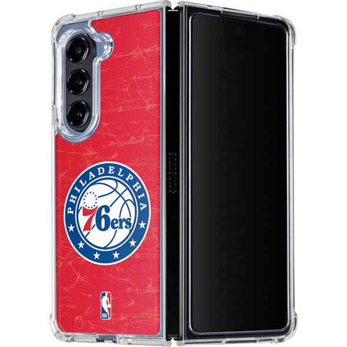NBA Philadelphia 76ers Distressed Galaxy Z Fold5 5G Clear Case