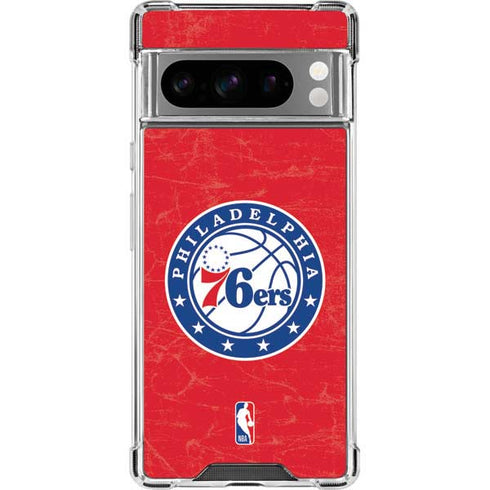 NBA Philadelphia 76ers Distressed Google Pixel 8 Pro Clear Case
