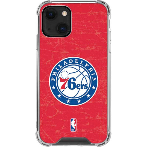 NBA Philadelphia 76ers Distressed iPhone 13 Mini Clear Case