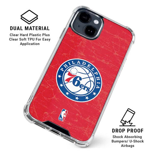 NBA Philadelphia 76ers Distressed iPhone 14 Plus Clear Case