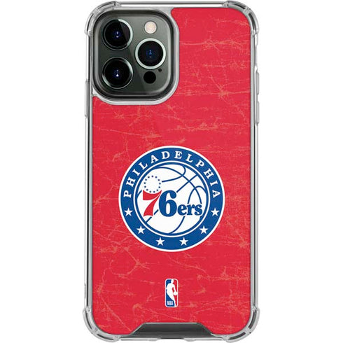 NBA Philadelphia 76ers Distressed iPhone 14 Pro Max Clear Case