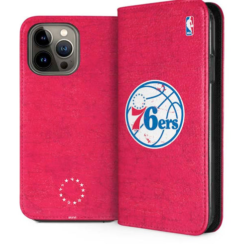 NBA Philadelphia 76ers Distressed iPhone 14 Pro Max Folio Case