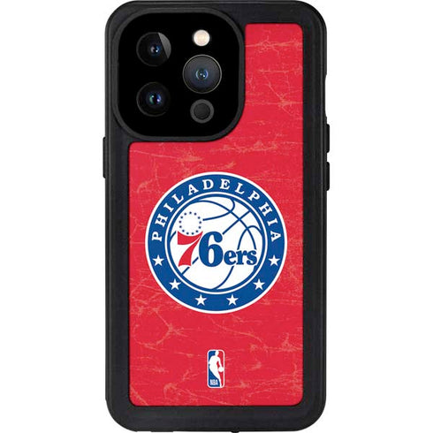 NBA Philadelphia 76ers Distressed iPhone 14 Pro Waterproof Case