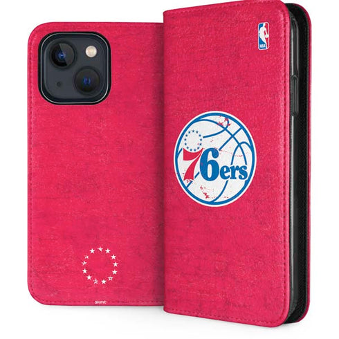 NBA Philadelphia 76ers Distressed iPhone 15 Folio Case