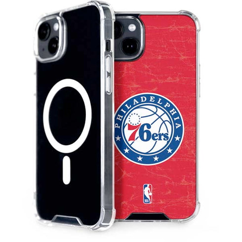 NBA Philadelphia 76ers Distressed iPhone 15 Plus MagSafe Case