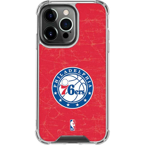NBA Philadelphia 76ers Distressed iPhone 15 Pro Clear Case
