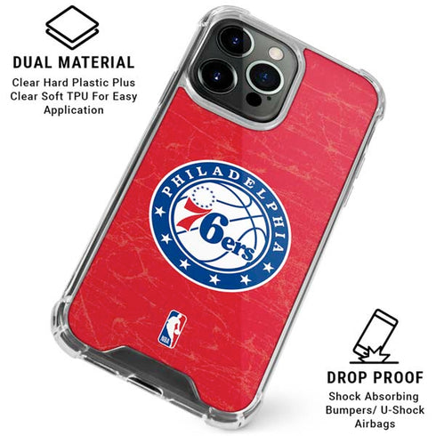 NBA Philadelphia 76ers Distressed iPhone 15 Pro Clear Case