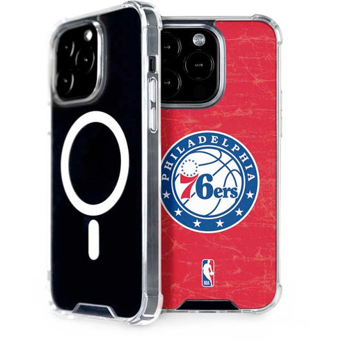 NBA Philadelphia 76ers Distressed iPhone 15 Pro MagSafe Case