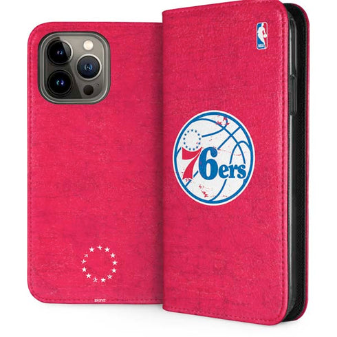 NBA Philadelphia 76ers Distressed iPhone 15 Pro Max Folio Case