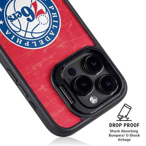 NBA Philadelphia 76ers Distressed iPhone 15 Pro Max Kickstand Case