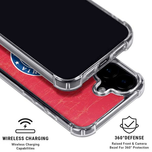 NBA Philadelphia 76ers Distressed iPhone 16 Clear Case