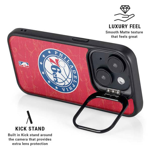 NBA Philadelphia 76ers Distressed iPhone 16 Plus Kickstand Case
