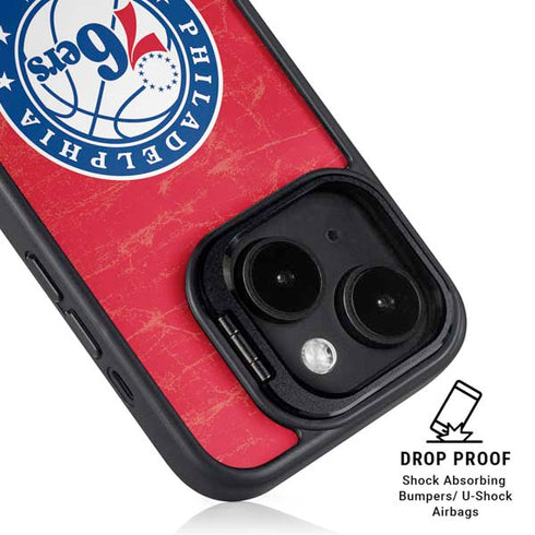 NBA Philadelphia 76ers Distressed iPhone 16 Plus Kickstand Case
