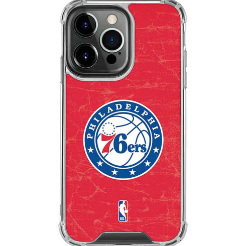 NBA Philadelphia 76ers Distressed iPhone 16 Pro Max Clear Case