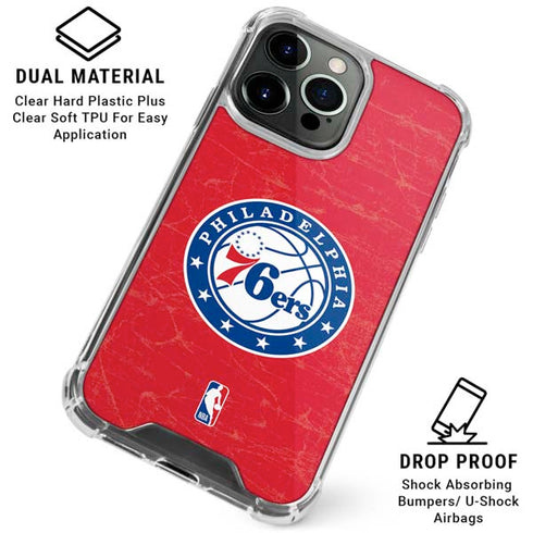 NBA Philadelphia 76ers Distressed iPhone 16 Pro Max Clear Case