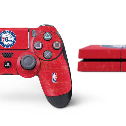 NBA Philadelphia 76ers Distressed PS4 Console and Controller Bundle Skin