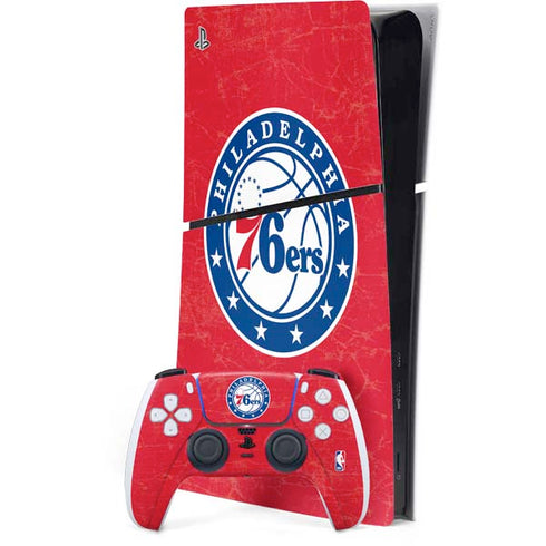 NBA Philadelphia 76ers Distressed PS5 Slim Digital Edition Bundle Skin