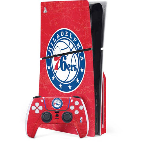 NBA Philadelphia 76ers Distressed PS5 Slim Disk Bundle Skin