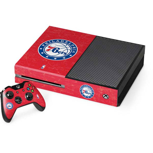 NBA Philadelphia 76ers Distressed Xbox One Console and Controller Bundle Skin