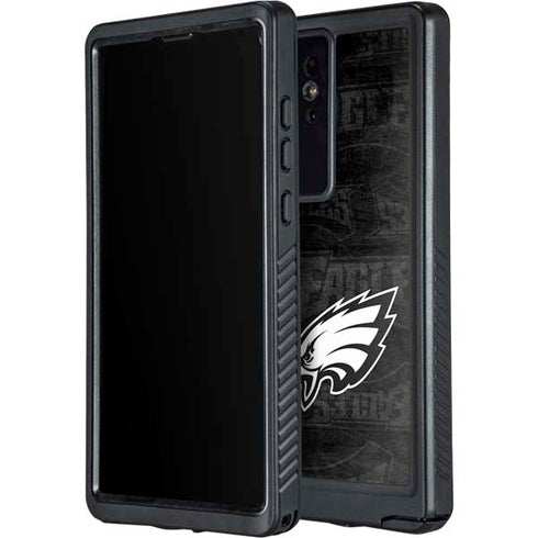 NFL Philadelphia Eagles Black & White Galaxy S24 Ultra Waterproof Case