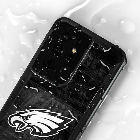 NFL Philadelphia Eagles Black & White Galaxy S24 Ultra Waterproof Case