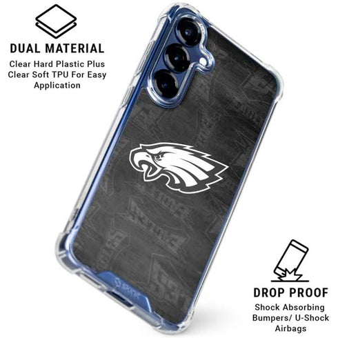 NFL Philadelphia Eagles Black & White Galaxy S25 Clear Case