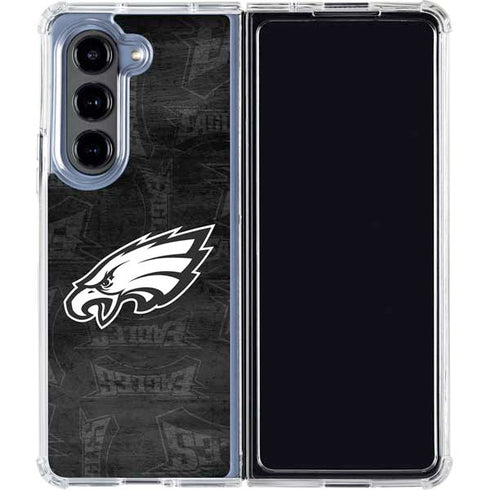 NFL Philadelphia Eagles Black & White Galaxy Z Fold5 5G Clear Case