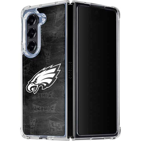 NFL Philadelphia Eagles Black & White Galaxy Z Fold5 5G Clear Case