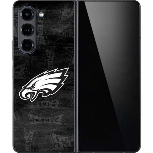 NFL Philadelphia Eagles Black & White Galaxy Z Fold5 5G Skin