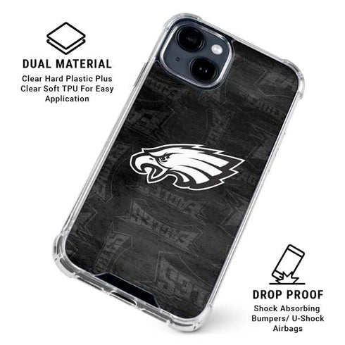NFL Philadelphia Eagles Black & White iPhone 15 Clear Case
