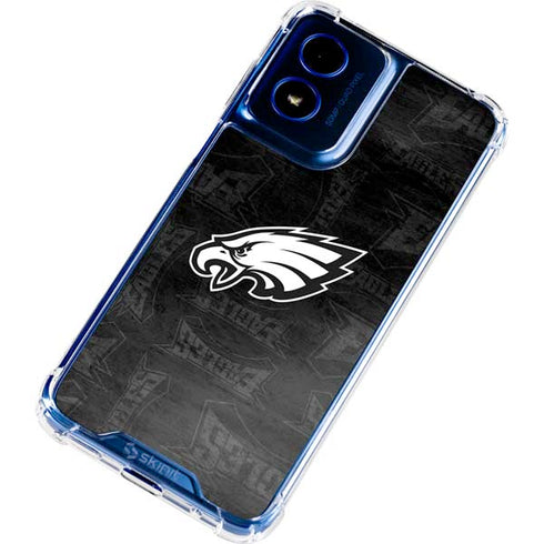 NFL Philadelphia Eagles Black & White Moto G Play 4G (2024) Clear Case