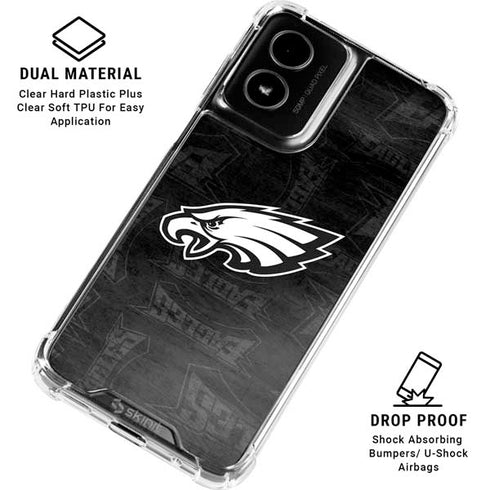 NFL Philadelphia Eagles Black & White Moto G Power 5G (2024) Clear Case