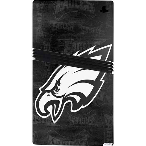 NFL Philadelphia Eagles Black & White PS5 Pro Console Skin