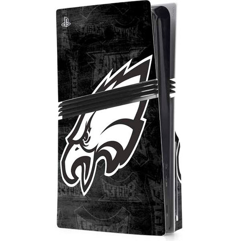 NFL Philadelphia Eagles Black & White PS5 Pro Disk Console Skin