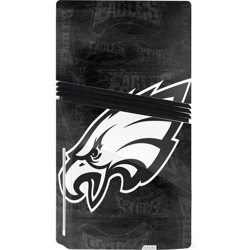 NFL Philadelphia Eagles Black & White PS5 Pro Disk Console Skin