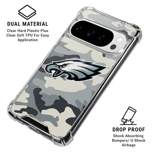 NFL Philadelphia Eagles Camo Google Pixel 10 Pro XL Clear Case