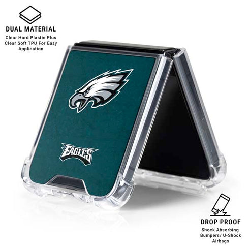 NFL Philadelphia Eagles Distressed Galaxy Z Flip6 Clear Case