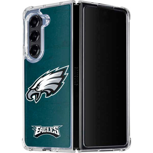 NFL Philadelphia Eagles Distressed Galaxy Z Fold5 5G Clear Case
