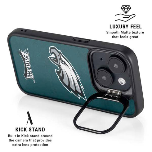 NFL Philadelphia Eagles Distressed iPhone 15 Plus Kickstand Case