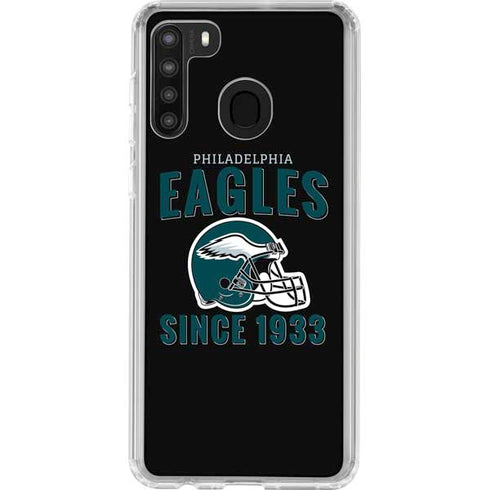 NFL Philadelphia Eagles Helmet Galaxy A21 Clear Case