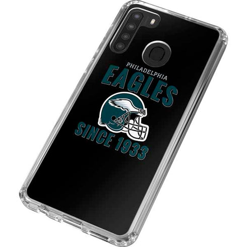 NFL Philadelphia Eagles Helmet Galaxy A21 Clear Case