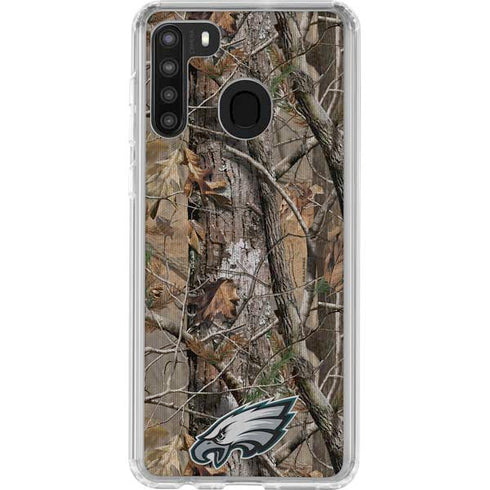 NFL Philadelphia Eagles Realtree AP Camo Galaxy A21 Clear Case